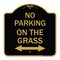 Signmission No Parking on Grass W/ Bidirectional Arrow, Black & Gold Aluminum Sign, 18" x 18", BG-1818-23689 A-DES-BG-1818-23689 - alternate 1